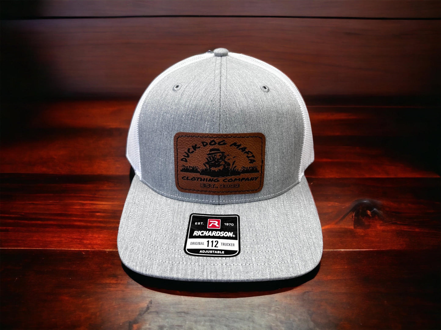 Duck Dog Mafia Grey/White Leather Patch Hat