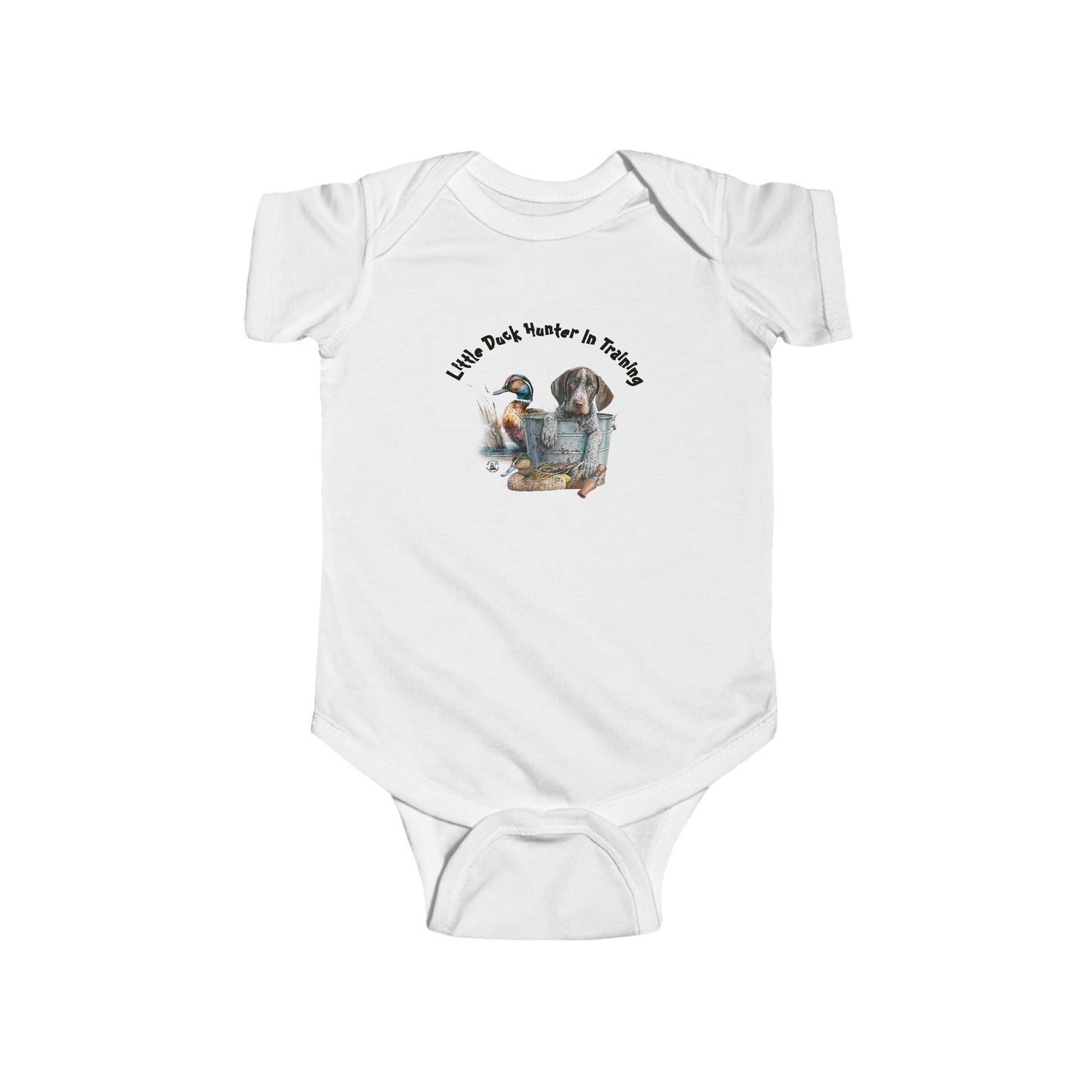 Little Duck Hunter In Training Infant Fine Jersey Bodysuit German Shorthaired Pointer Puppy