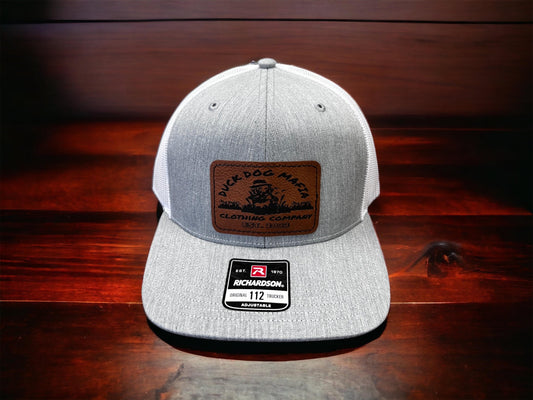 Duck Dog Mafia Grey/White  Leather Patch Hat