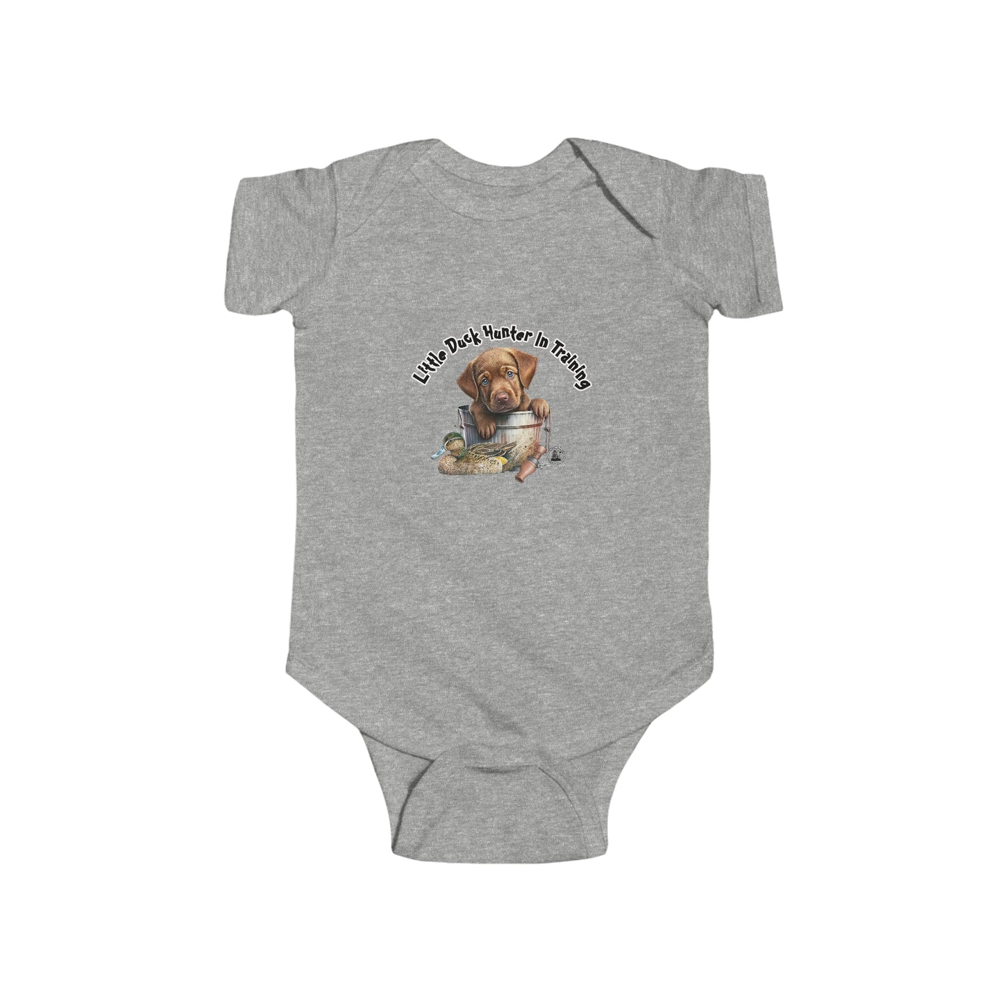 Little Duck Hunter In Training Infant Fine Jersey Bodysuit Fox Red Lab Puppy