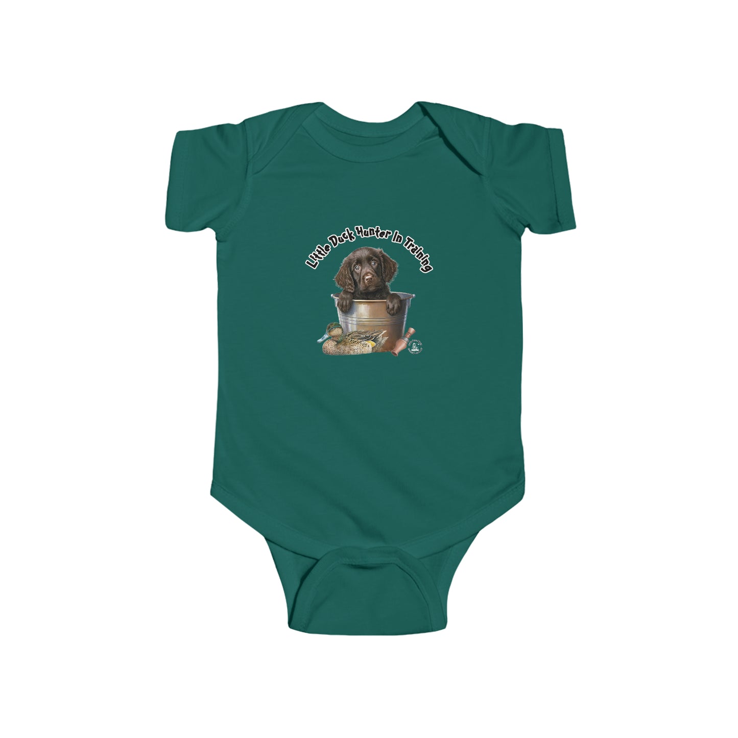 Little Duck Hunter In Training Infant Fine Jersey Bodysuit Boykin Puppy