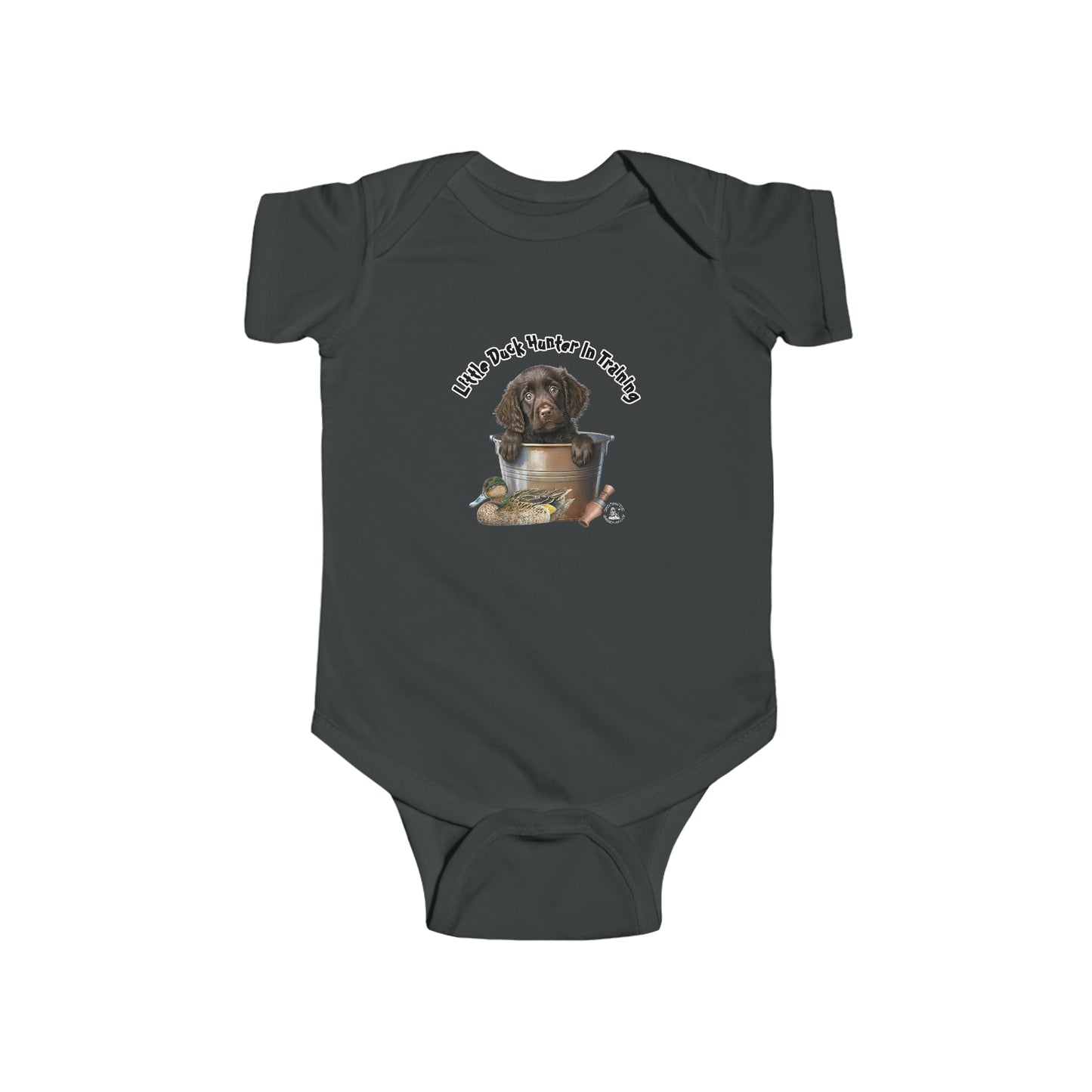 Little Duck Hunter In Training Infant Fine Jersey Bodysuit Boykin Puppy