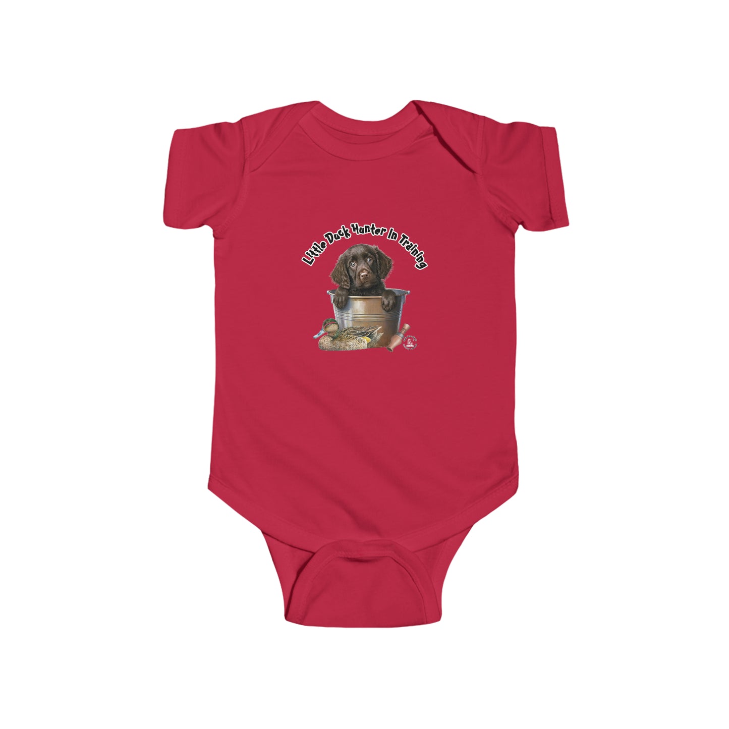 Little Duck Hunter In Training Infant Fine Jersey Bodysuit Boykin Puppy