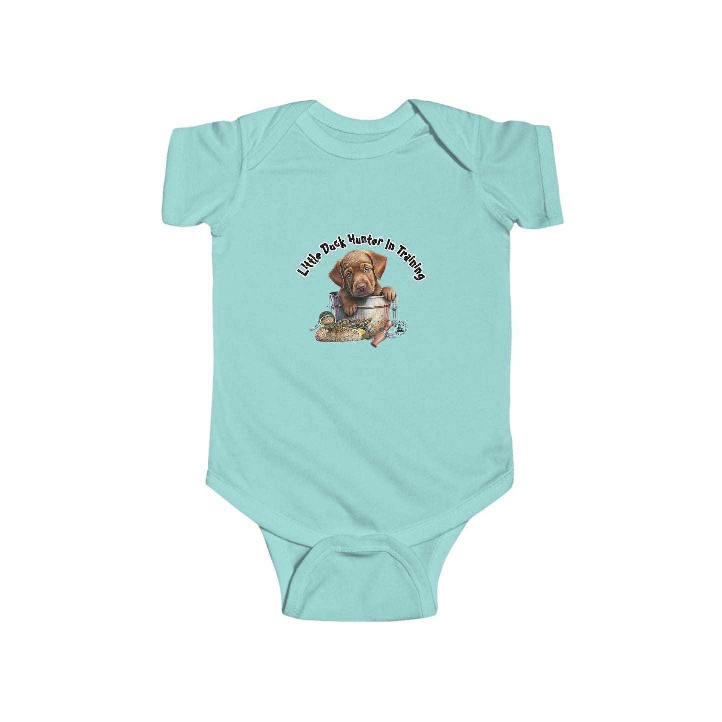 Little Duck Hunter In Training Infant Fine Jersey Bodysuit Fox Red Lab Puppy