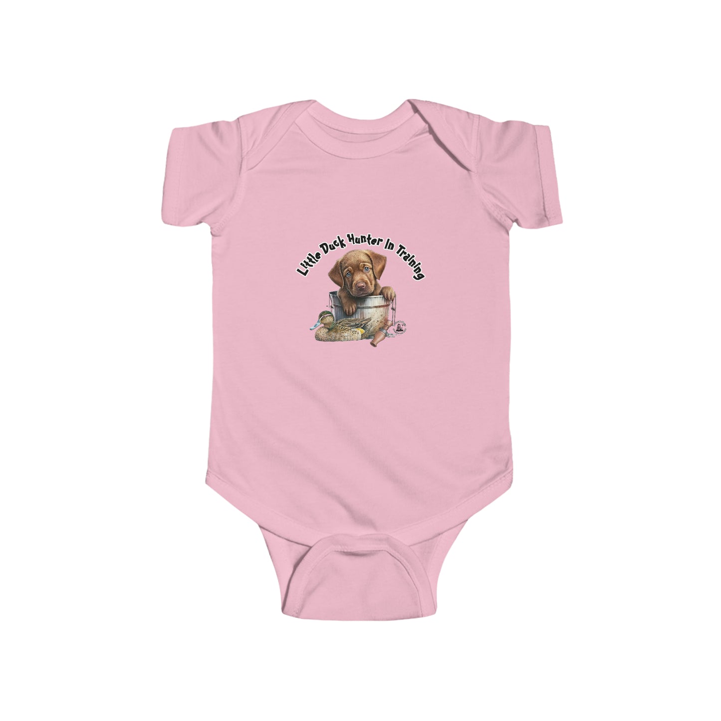 Little Duck Hunter In Training Infant Fine Jersey Bodysuit Fox Red Lab Puppy