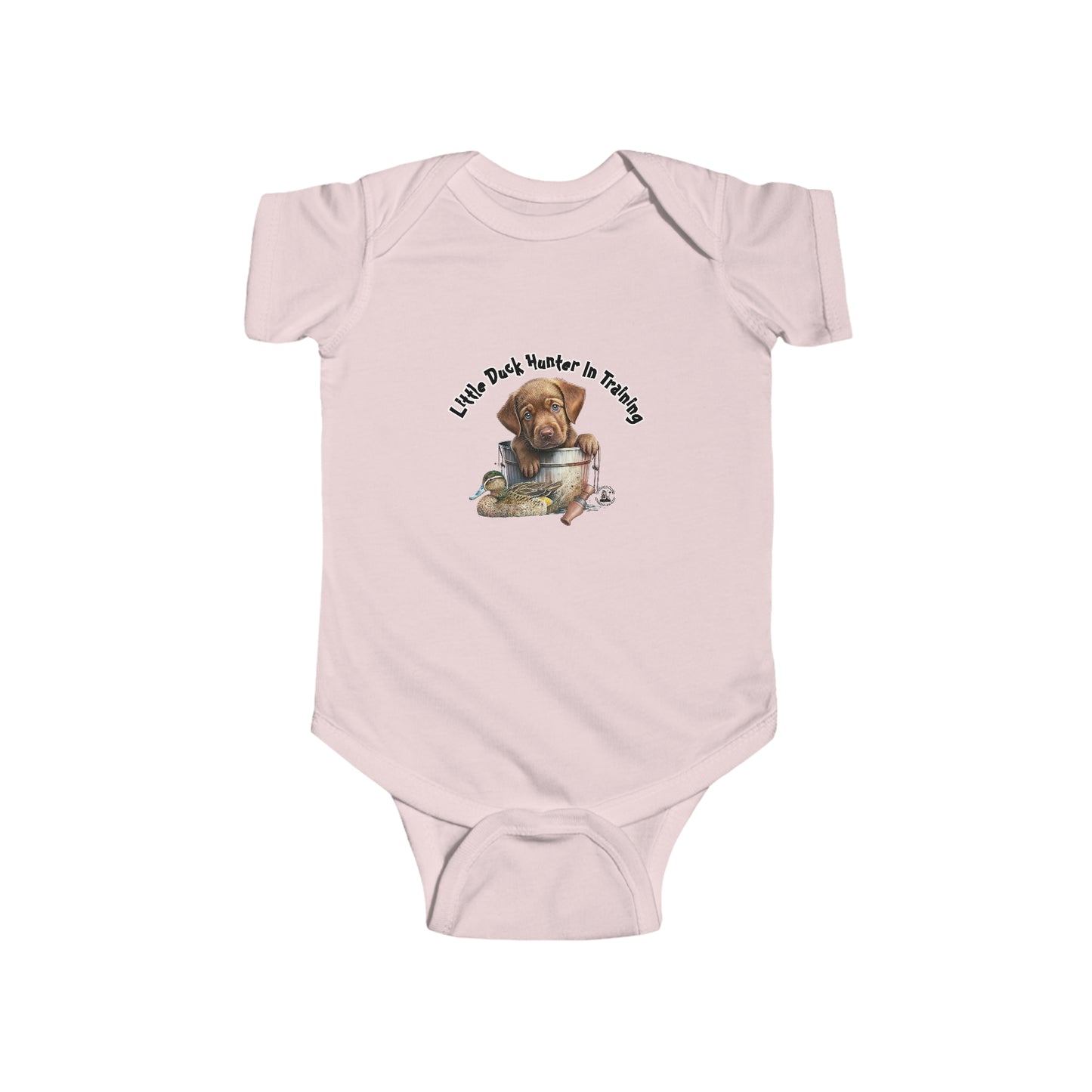Little Duck Hunter In Training Infant Fine Jersey Bodysuit Fox Red Lab Puppy