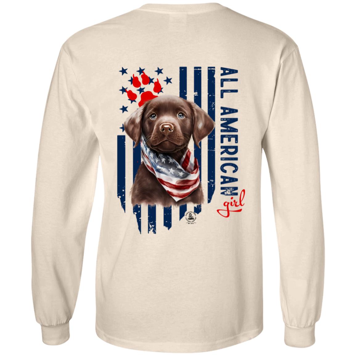 All American Long Sleeve Girl Chocolate Puppy