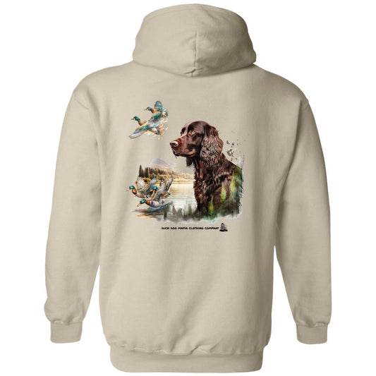 Boykin Spaniel and Four Ducks