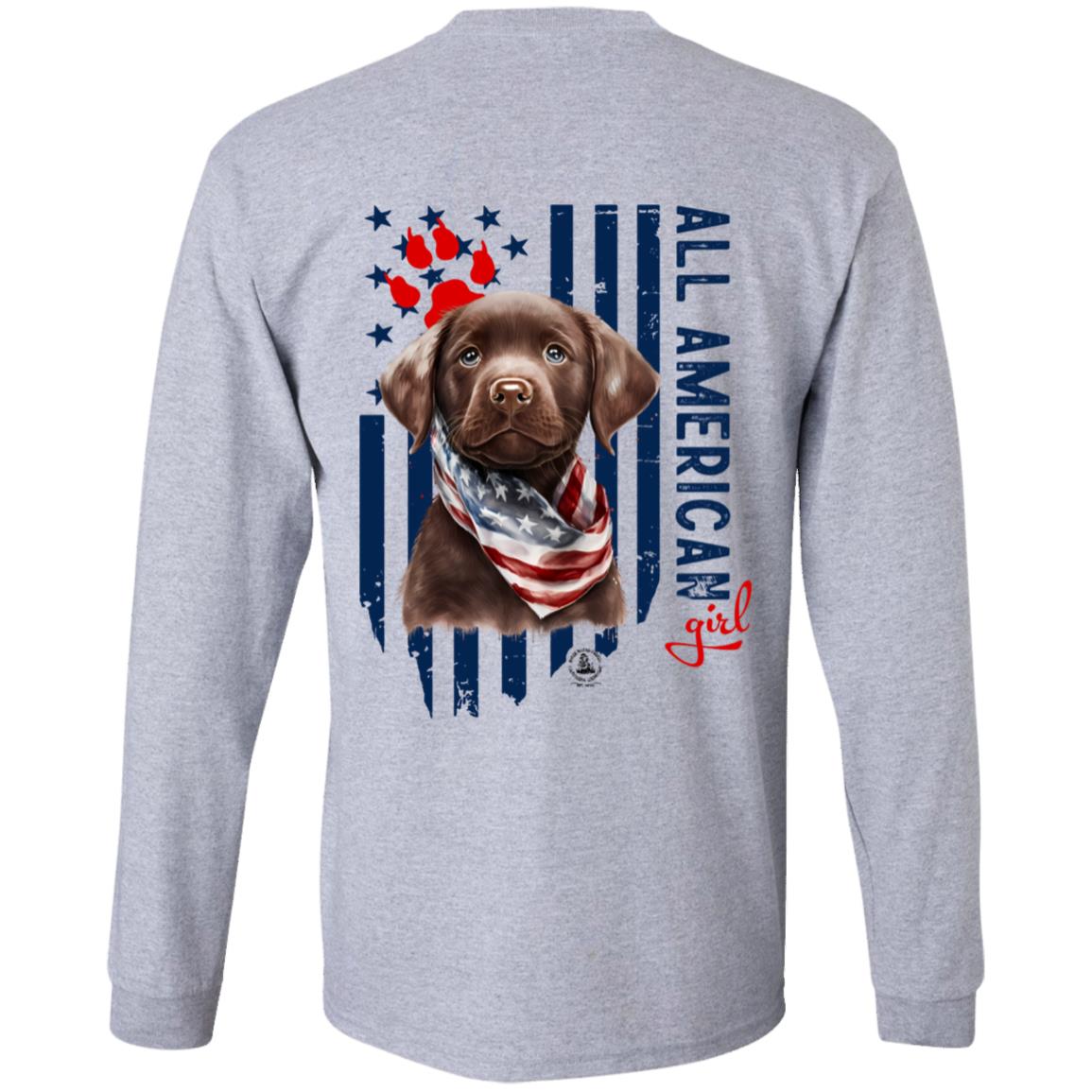 All American Long Sleeve Girl Chocolate Puppy