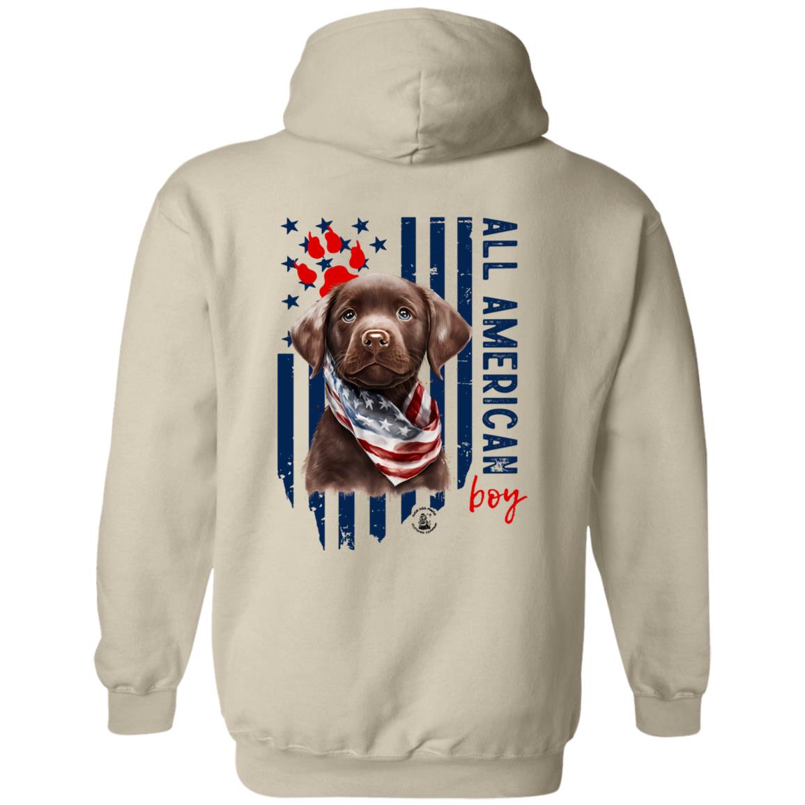 All American Boy Hoodie Chocolate Lab Puppy