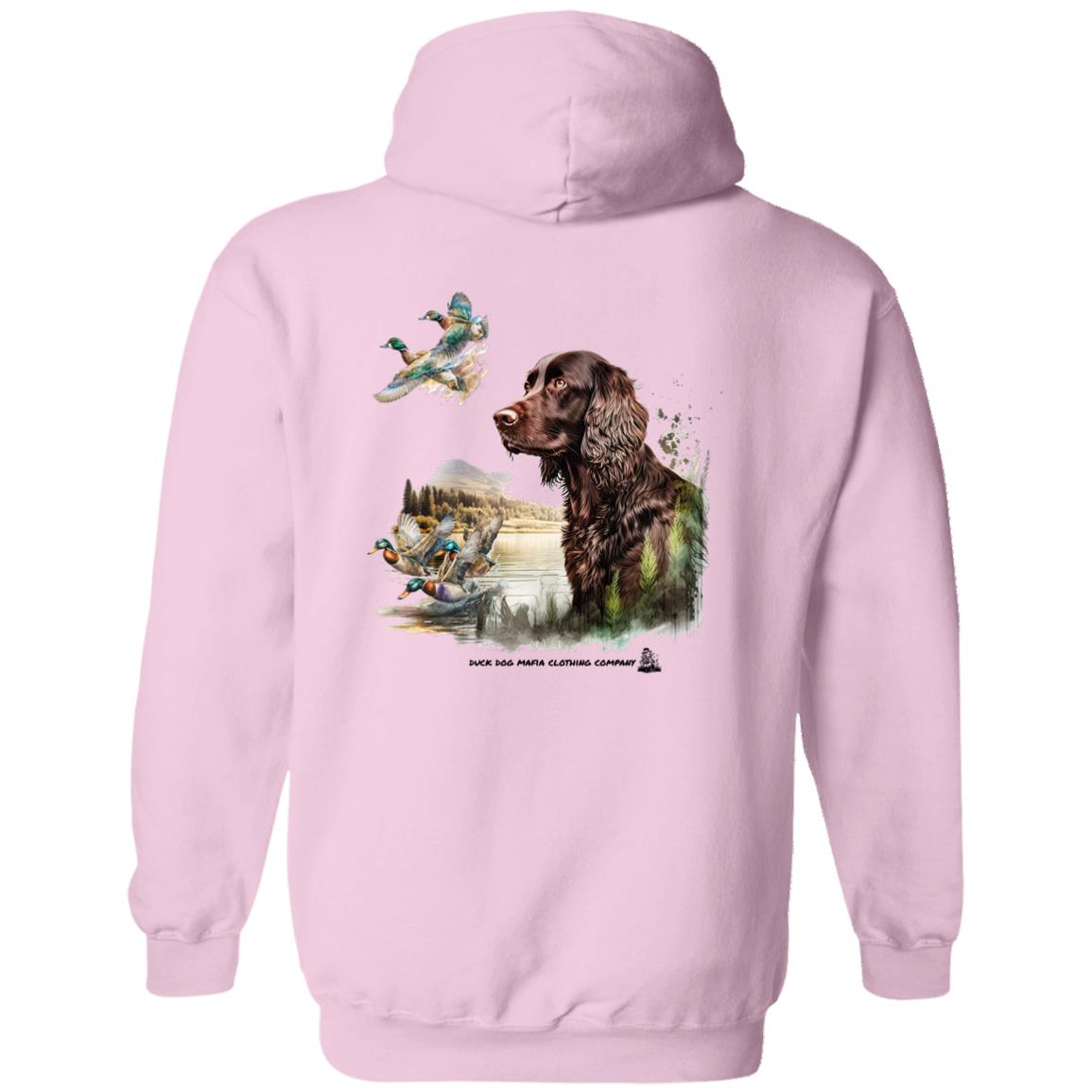 Boykin Spaniel and Four Ducks