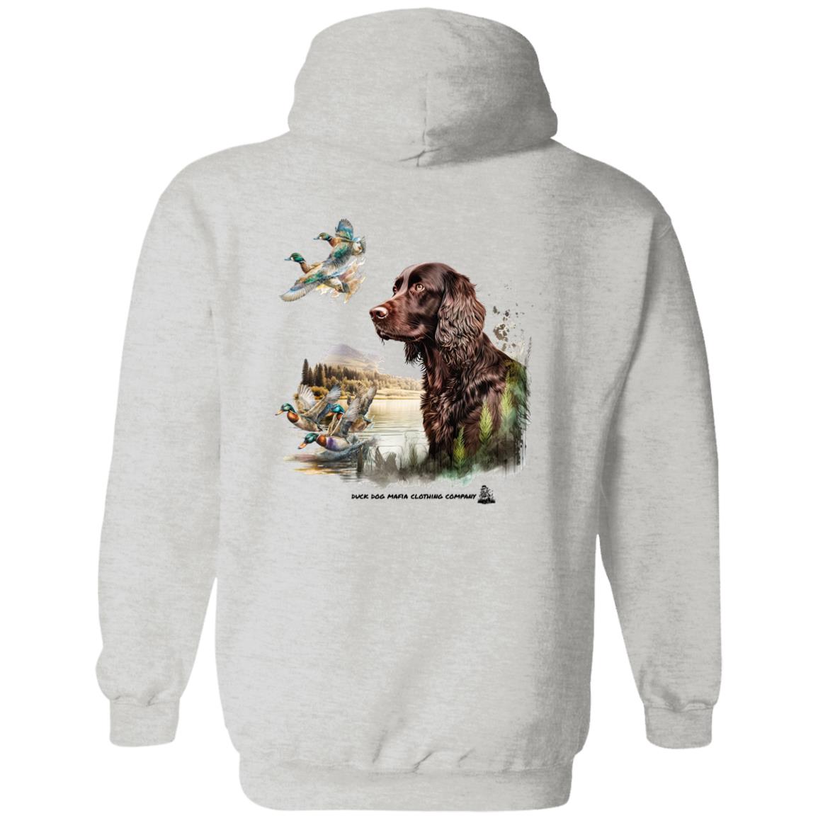 Boykin Spaniel and Four Ducks