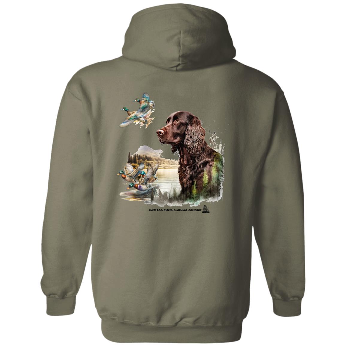 Boykin Spaniel and Four Ducks